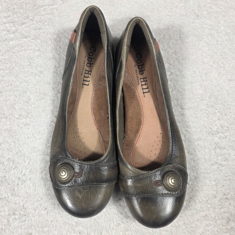 Cobb Hill Ballet Flats Womens 7N Metallic Brown Leather Button CAM13BCH Boho